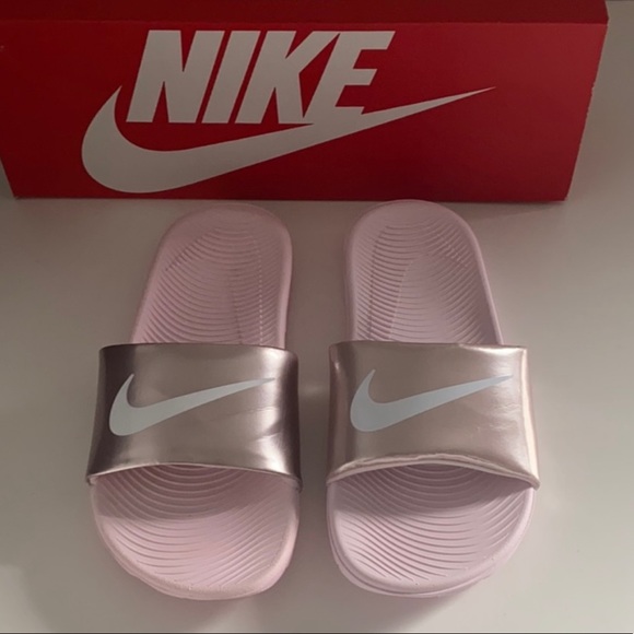 rose gold nike slippers